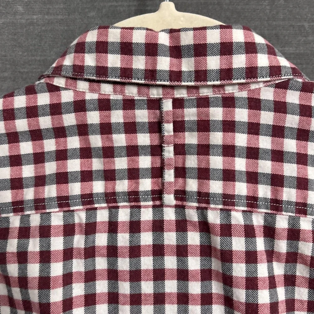Banana Republic Shirt L Camden‎ Fit Red Gray Gingham Plaid Luxe Flannel Button